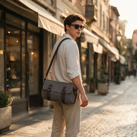 Sac à bandoulière décontracté en toile pour homme, avec sangle réglable, plusieurs poches, style vintage, personnalisable