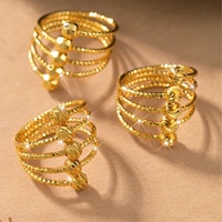 Bague ajustable tendance multi-perles, motif ciel étoilé et forme géométrique, en cuivre plaqué or, bijou pour fiançailles et soirées