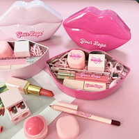 Kit Lèvres Végan 5-en-1 avec Gloss Mat et Brillant, Crayon à Lèvres Crémeux, Rouge à Lèvres et Baume à Lèvres - Soin des Lèvres Haute Pigmentation Longue Durée