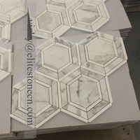 Carreaux de sol en mosaïque de marbre Calacatta Gold de style moderne de luxe, parquet, crédence de cuisine, fond de télévision, hôtel - Pierre naturelle