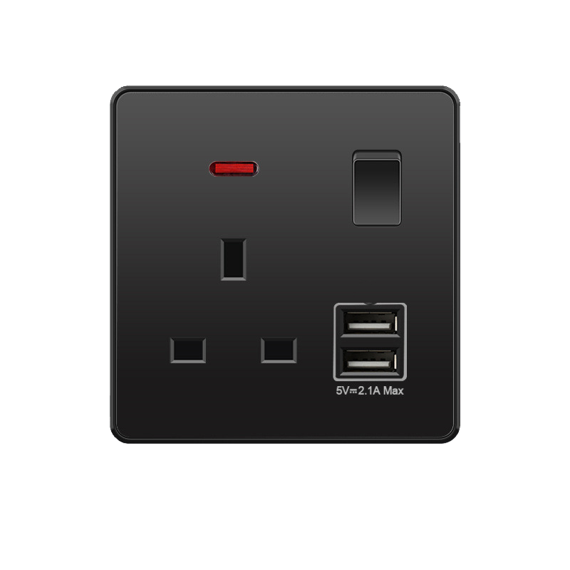 Prise britannique commutée avec 2 ports USB