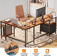 Bureau d'angle ergonomique moderne et minimaliste en forme de L avec tiroir pour le jeu et l'ordinateur, idéal pour la maison - Écologique et peu encombrant