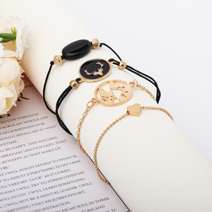 Rose Gold Plated Beaded <b>Bracelets</b> <b>Set</b> Animal Pattern Women's Fashion Jewelry Gift 2024 - Product Image 2