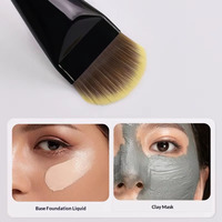 Belanja online sikat foundation kontur makeup ultra tipis berujung datar melengkung dengan gagang kayu hitam tunggal dan logo custom grosir