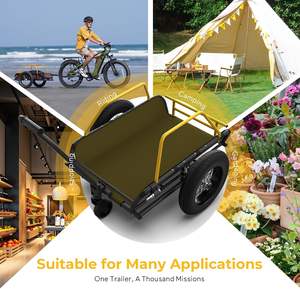 Remorque et chariot de transport robustes pour vélo, 3-en-1, pliables, universels, avec <span class=keywords><strong>attelage</strong></span> et roulettes amovibles, double amortissement - Product Image 4