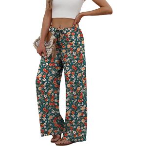 Women's Linen Summer Palazzo Pants Wide Leg High Waist <b>Flowy</b> Beach Trousers With Pockets Breathable - Product Image 4