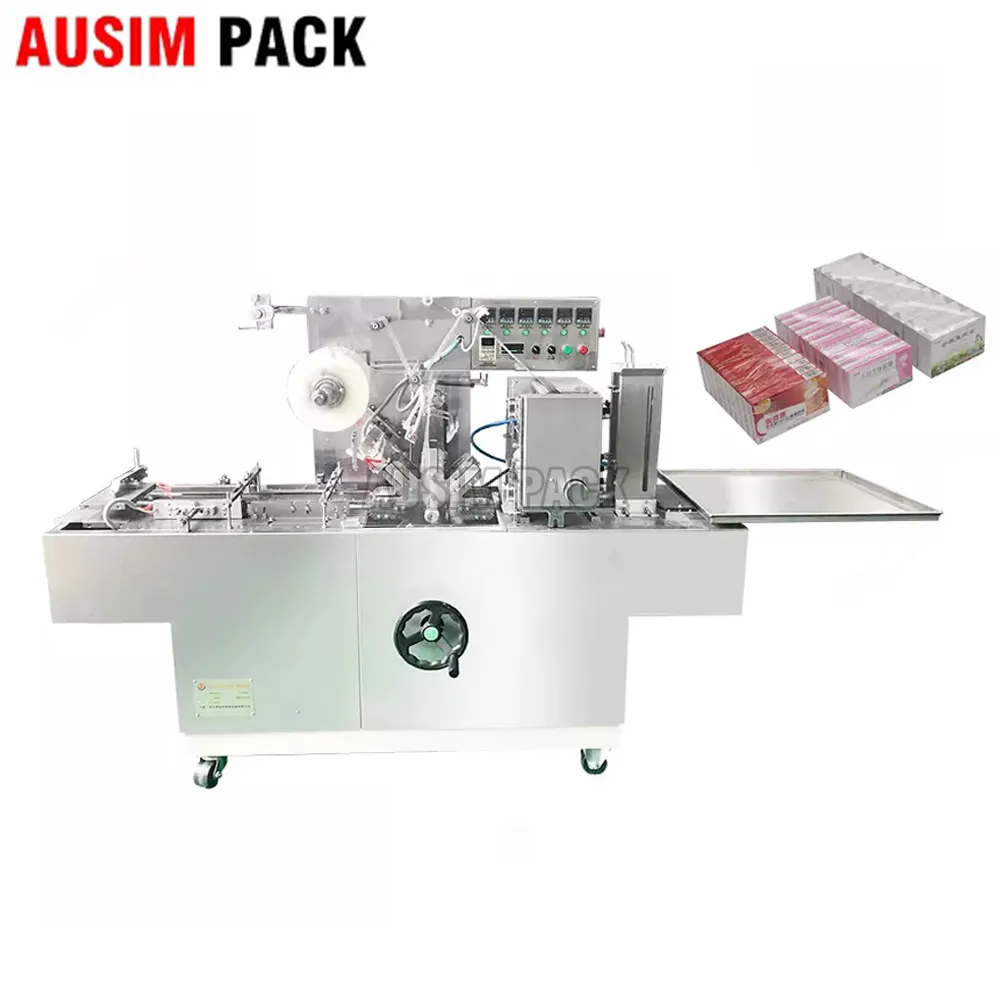 Small Semi Automatic Tea Cigarette Cosmetic Perfume Box Cellophane Packing Wrapping Overwrapping Machine