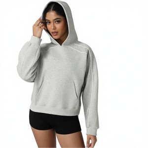 Felpa con <span class=keywords><strong>cappuccio</strong></span> in pile ecologico tinta unita da donna taglie forti Evertopone con motivo Karl Frog, stile streetwear, con cerniera verde, OEM/ODM - Product Image 5