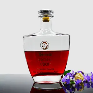 Botella de cristal personalizada para licor, vodka, gin whisky, 1000ml, 750ml, 700ml, 500ml