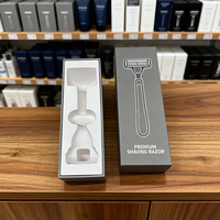 Boîte cadeau de luxe en papier rigide blanc, gris, noir, personnalisable et faite à la main, pour rasoir de sécurité avec insert