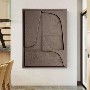 Decorazione per la casa 3d arti murali astratta geometrica fatta a mano in legno intagliato decorazione pittura moderna in rilievo arenaria - Product Image 1