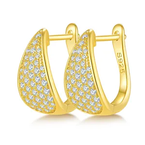 High Quality Jewelry 925 Sterling Silver Hoop Earrings Drop Water Earrings Moissanite Cluster Earrings for Women