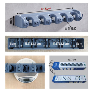 Porta scopa, appendiabiti Mop, porta attrezzi da giardino a parete con slot e ganci per lavanderia, <span class=keywords><strong>armadio</strong></span>, tettoia, Garage - Product Image 6