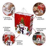 Sacs cadeaux en papier de Noël CS67 avec poignée, imprimé de dessin animé du Père Noël pour l'emballage de cadeaux de fête