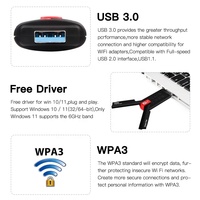 Carte réseau sans fil USB tri-bande AXE5400 Adaptateur Wifi AX5400 802.11ax MU-MIMO 5400 Mbps Adaptateur Wifi USB 6E