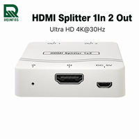 Répartiteur vidéo 1x2, 1 entrée 2 sorties, 4K30Hz, avec fonction CEC Pass-Through et égaliseur de signal intégré pour système audiovisuel de hall d'entrée ou de maison