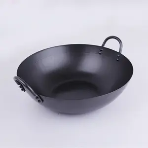 Wholesale Metal Factory 2 Steel Handle Chinese Carbon Steel Wok