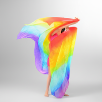 Nuevo Pañuelo de Seda Degradado para Danza del Vientre, Velo Largo de 1.5m, 100% Seda Real Estampada, 15m*20m, para Año Nuevo, TV y Cine