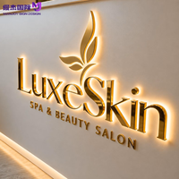Enseigne rétroéclairée personnalisée en or, lettres lumineuses LED en acier inoxydable pour salon de beauté et hall d'hôtel, logo mural intérieur