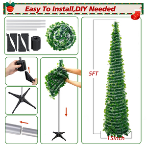 Décoration <span class=keywords><strong>de</strong></span> Noël exclusive transfrontalière : Arbre <span class=keywords><strong>de</strong></span> Noël circulaire vert <span class=keywords><strong>de</strong></span> 1,5 mètre avec lumières, vente directe d'usine - Product Image 6