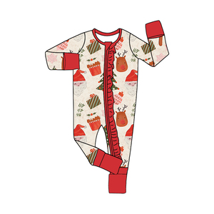Hot Bán Trẻ Sơ Sinh Giáng Sinh Romper Tùy Chỉnh Ruffles Thiết Kế Bé Cô Gái Mùa Đông Gấp Tay Và Chân Dài Tay Áo Dây Kéo Đáng Yêu Ngủ - Product Image 5