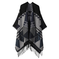 Écharpe jacquard multi-formes à motifs graphiques, cape ouverte, châle, poncho doux en acrylique pour femme, motif zigzag triangulaire, enveloppe de voyage tendance