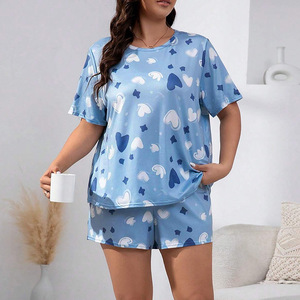 European and American Style Pajamas Casual Women <strong>Pyjamas</strong> Summer Plus Size Sweat Uptake T-shirt Shorts Sleepwear - Product Image 4