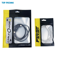Pochette à joint 3 côtés entièrement imprimée Sac zip-lock refermable avec fenêtre transparente Câble de données USB Emballage électronique Sac en mylar