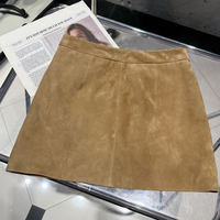 Jupes en daim vintage tissées à la main, jupes en véritable peau de mouton, jupes en daim pour femmes, jupes en daim style A