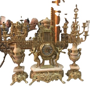 <span class=keywords><strong>2025</strong></span> mới AY đầy đủ thiết lập sang trọng cổ điển trang trí nội thất đồng thau thiên thần bảng đồng hồ và Alabaster nến - Product Image 1