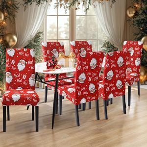 Fundas para sillas con temática de Papá Noel para celebración festiva, gorros para sillas de comedor estirables personalizados, gorros para sillas lavables extraíbles - Product Image 2