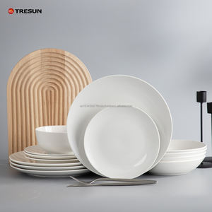 16-Piece Factory Wholesale Ceramic Euro <b>Dinnerware</b> <b>Set</b> Classic White Plate & Bowl Cup Kit Dishwasher Safe Scratch Fade Resistant - Product Image 5