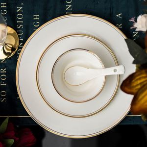 Nordic Style Luxury Fine <b>Ceramic</b> Tableware Dishes & <b>Plates</b> Bowls Gold Rim Porcelain Dinner Set <b>Ceramic</b> Dinnerware Set - Product Image 4