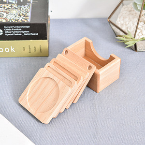 Posavasos de madera maciza con forma cuadrada, alfombrillas aislantes del calor para juego de té, manteles individuales - Product Image 2
