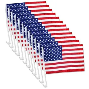 Fast Delivery Polyester Double Sided 12x18 Inch US American Patriotic USA Car Window Clip Flag