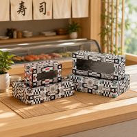 Boîtes à sushi personnalisées imprimées avec couvercle transparent anti-buée, en carton blanc de qualité alimentaire, contenants jetables pour plats à emporter