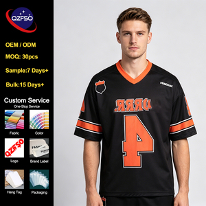 QZFSO Custom Hip Hop Vintage Sublimation Soccer T Shirt American Football Uniform <b>Top</b> Camo Retro Mesh Fabric Rugby Sport Jersey - Product Image 1