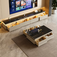 Table basse avec meuble TV, table basse en bois pour salon, table TV et table basse, table basse moderne avec tiroirs
