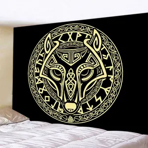 Tapiz vikingo con símbolo misterioso, decoración del hogar, escena psicodélica Bohemia, esterilla de Yoga, Hippie sábana, sofá, manta, tapiz de calavera de dragón - Product Image 6