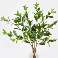 Daun Osmanthus Laurel Buatan, Ranting Hijau, Bahan Kawat, Bunga Buatan untuk Pernikahan, Fotografi Luar Ruangan, Dekorasi Rumah