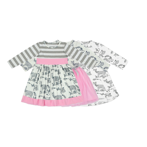 Personnalisation d'impression numérique, robe de princesse pour bébé fille, vêtements de boutique de Noël, robe à manches longues en tulle plissé - Product Image 1