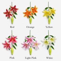 Premium Handgefertigte Lilie mit Echtem Touch, 3-Köpfige Künstliche Blume in Rosa und Weiß, Blumenarrangements für Hochzeit, Ostern und Weihnachtsdekoration