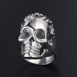 Skull <b>Ring</b> Men's <b>Titanium</b> Steel Index Finger Punk Jewelry SA395 - Product Image 2