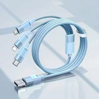 Kabel Data Pengisian Daya Super Cepat Berbahan Nilon Kepang Satu-ke-Tiga, Cocok untuk Ponsel Android Tipe-C dan Kabel Pengisian Daya Mobil