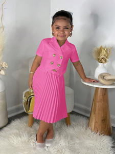 2025 nuovo Set gonna pieghevole a due pezzi Casual da <span class=keywords><strong>ragazza</strong></span> in tinta unita alla <span class=keywords><strong>moda</strong></span> con colletto-Outlet di fabbrica transfrontaliero europa e noi - Product Image 6