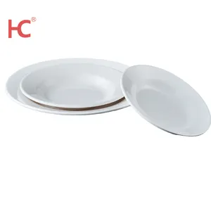 Wholesale Home Usage Tableware Serving Food Contact White Melamine Deep Plate