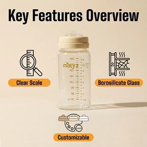 Boca ancha 240ml 8oz Botella de almacenamiento de leche 8oz Colección de leche Botella de vidrio Grado alimenticio - Product Image 3