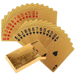 Carte da gioco in oro Deluxe con carta personalizzata personale all'ingrosso carte da poker in oro con lamina di plastica impermeabile
