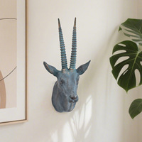 Décoration murale tête d'animal pour salon et entrée, toile de fond vintage, tête de cerf, tête d'antilope en résine