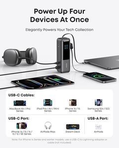 Nouvelle batterie externe pour ordinateur portable Anker 25000mAh, chargeur portable avec trois ports USB-C 165W, câbles rétractables intégrés, approuvé pour les vols - Product Image 5